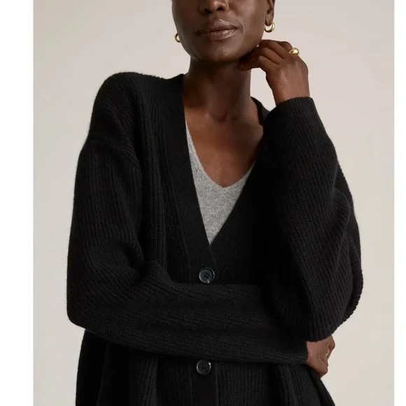 QUINCE MONGOLIAN CASHMERE OVERSIZED BOYFRIEND CARDIGAN SWEATER - Picture 3 of 8